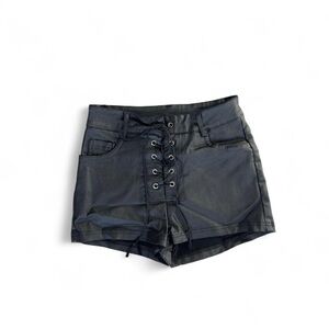 SHEIN Black Lace-Up High Waist Shorts